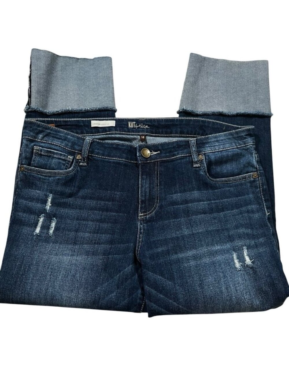 KUT from the Kloth Cameron Straight leg stretch cuff jeans Women's 14